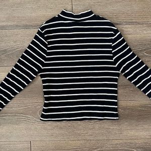 H&M Black and White Striped Cropped Turtleneck